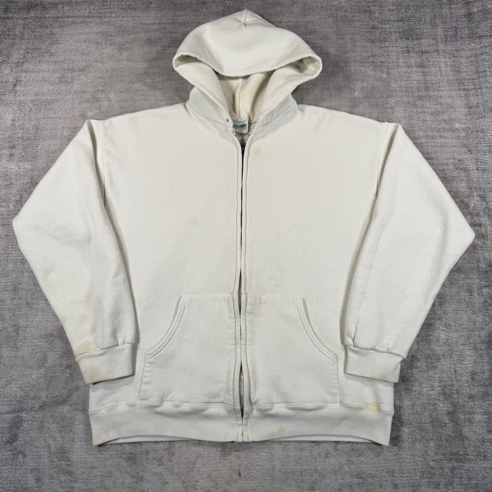 Cheetah Mervyns Sweatshirt Mens Large White Blank Vintage 90s Made in USA Grunge